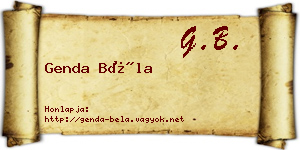 Genda Béla névjegykártya